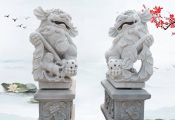 漢白玉獻(xiàn)錢獅石雕-漢白玉獻(xiàn)錢獅雕塑門(mén)口招財(cái)鎮(zhèn)宅石獅子