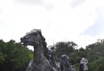 抽象奔馬石雕-抽象奔馬石雕 公園動物雕塑