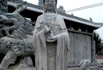 青石仿古觀(guān)音雕像-寺廟青石仿古觀(guān)音雕像