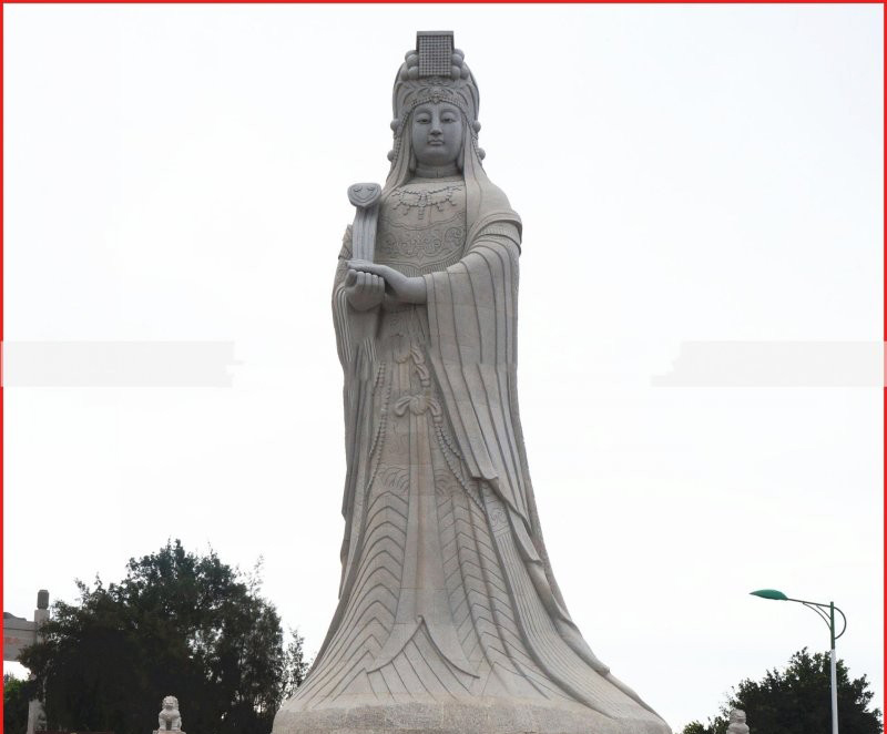 大理石大型媽祖神像雕塑-廣場景區(qū)媽祖神像石雕