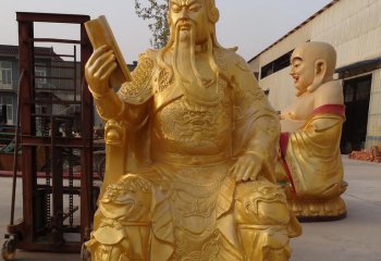 玻璃鋼仿銅關(guān)公讀春秋-玻璃鋼仿銅武財(cái)神關(guān)公