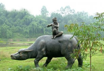 鑄銅牧童牛-公園景區(qū)牧童牛銅雕