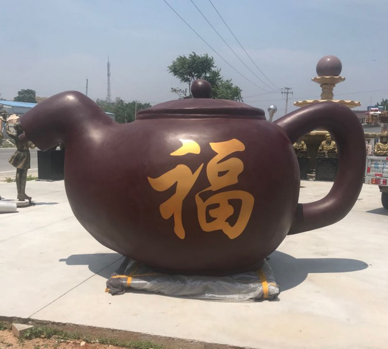 玻璃鋼福字茶壺雕塑-玻璃鋼福字茶壺雕塑，茶壺玻璃鋼雕塑高清圖片