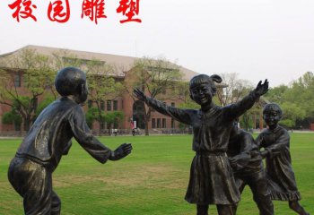 銅雕老鷹捉小雞校園人物雕塑-銅雕老鷹捉小雞人物 校園人物雕塑