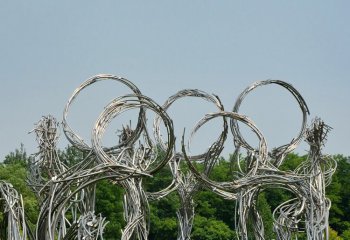 公園不銹鋼抽象人物五環(huán)雕塑-公園不銹鋼抽象五環(huán)雕塑 不銹鋼抽象人物五環(huán)雕塑